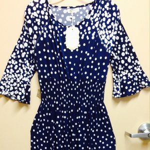 Ace Fashion Women's Maxi Polka-Dot Print Dress (1X)
